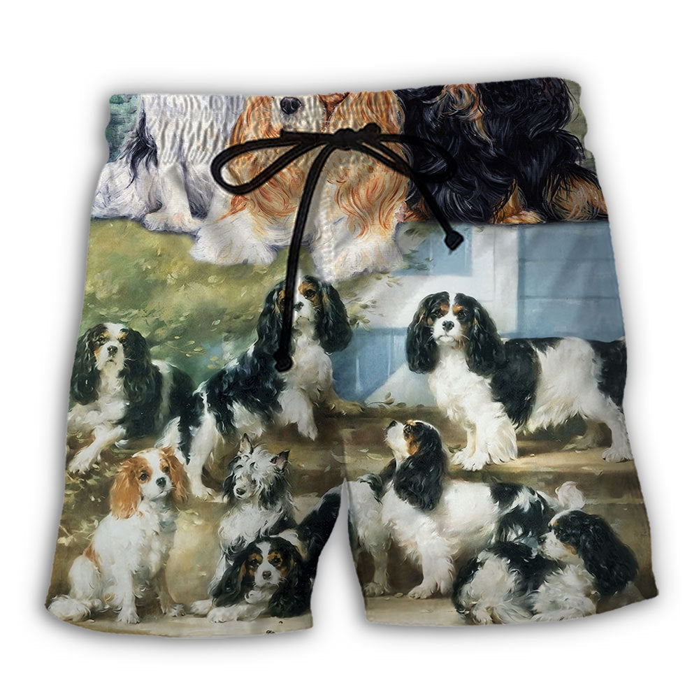 Cavalier Spaniel Artistic Dog Lover Beach Shorts For Coastal Adventures And Relaxed Summer Wear