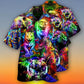 Forest Colorful Lion Tiger And Leopard Hawaiian Shirt With Detailed Graphic For Island Trips Summer Gatherings And