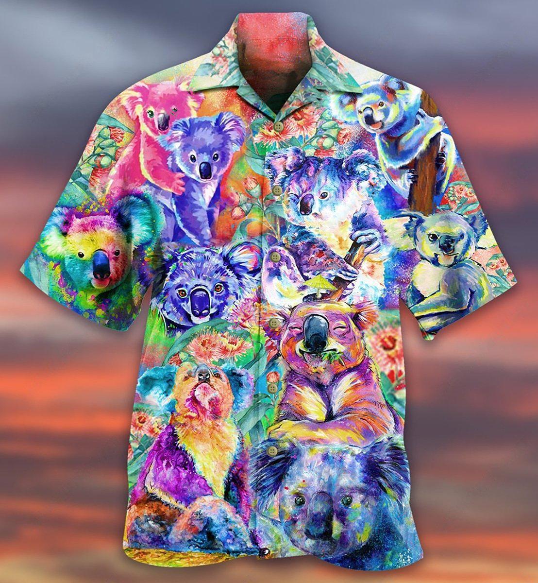 Colorful Koala Hawaiian Shirt With All Over Print For Beach Getaways Resort Outings And Thoughtful Gifting
