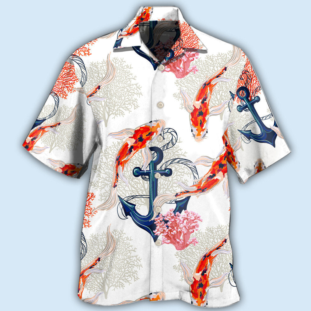 Fish Koi Anchor Coral Hawaiian Shirt For Warm Weather Adventures And Everyday Comfort