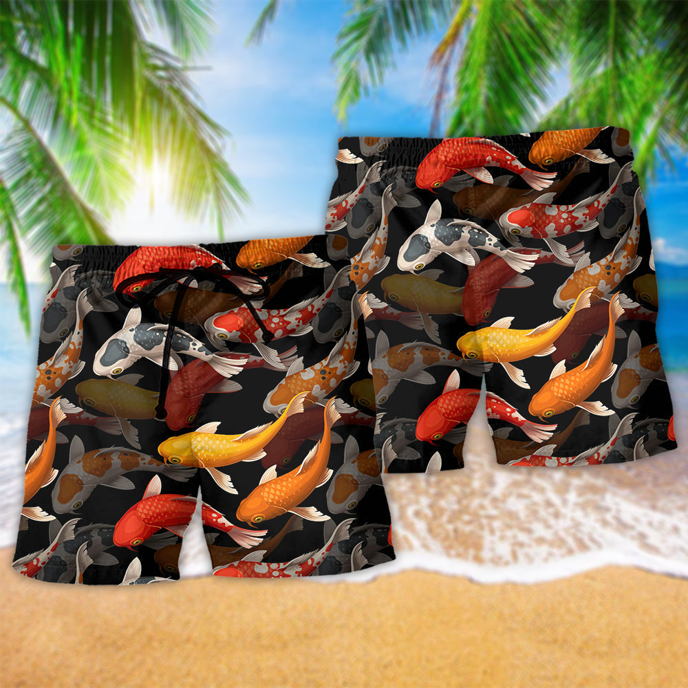 Koi Fish Minimal Beach Shorts Pattern Detail For Warm Weather Comfort And Vacation Ready Style