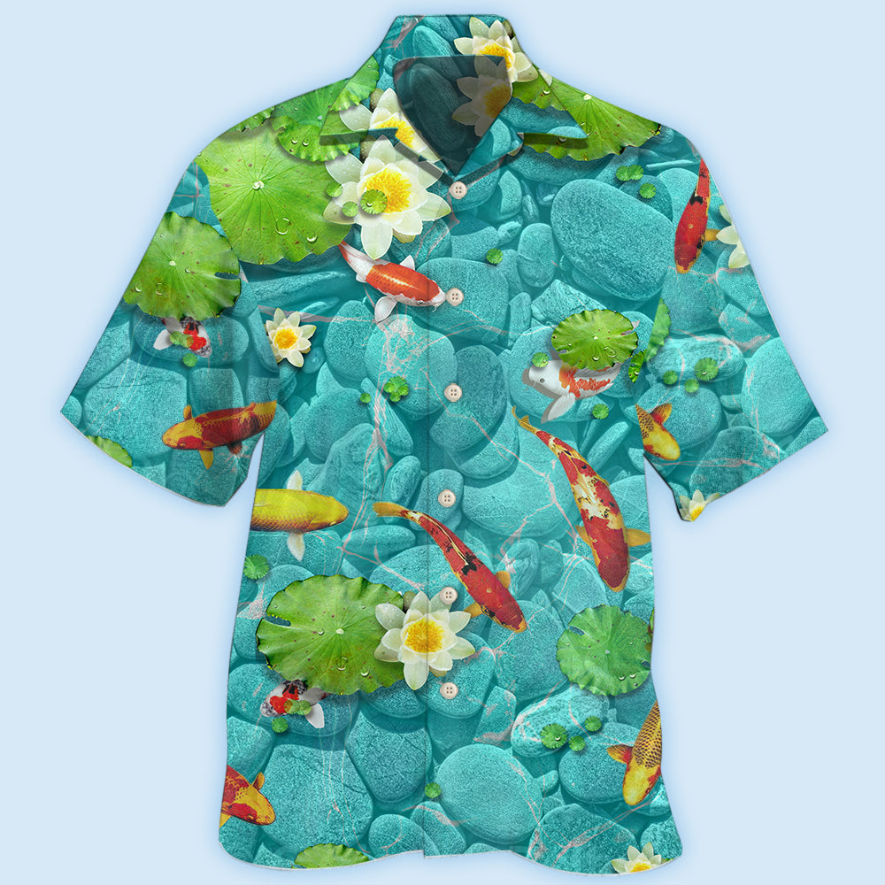 Elegant Koi Fish Hawaiian Shirt For Tropical Holidays, Outdoor Gatherings, And Everyday Comfort
