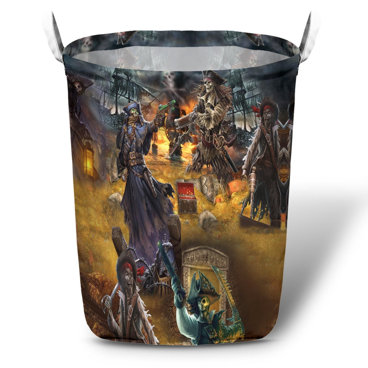 Skull Hunting Treasure Journey Laundry Basket For Nursery Dorm And Home Storage
