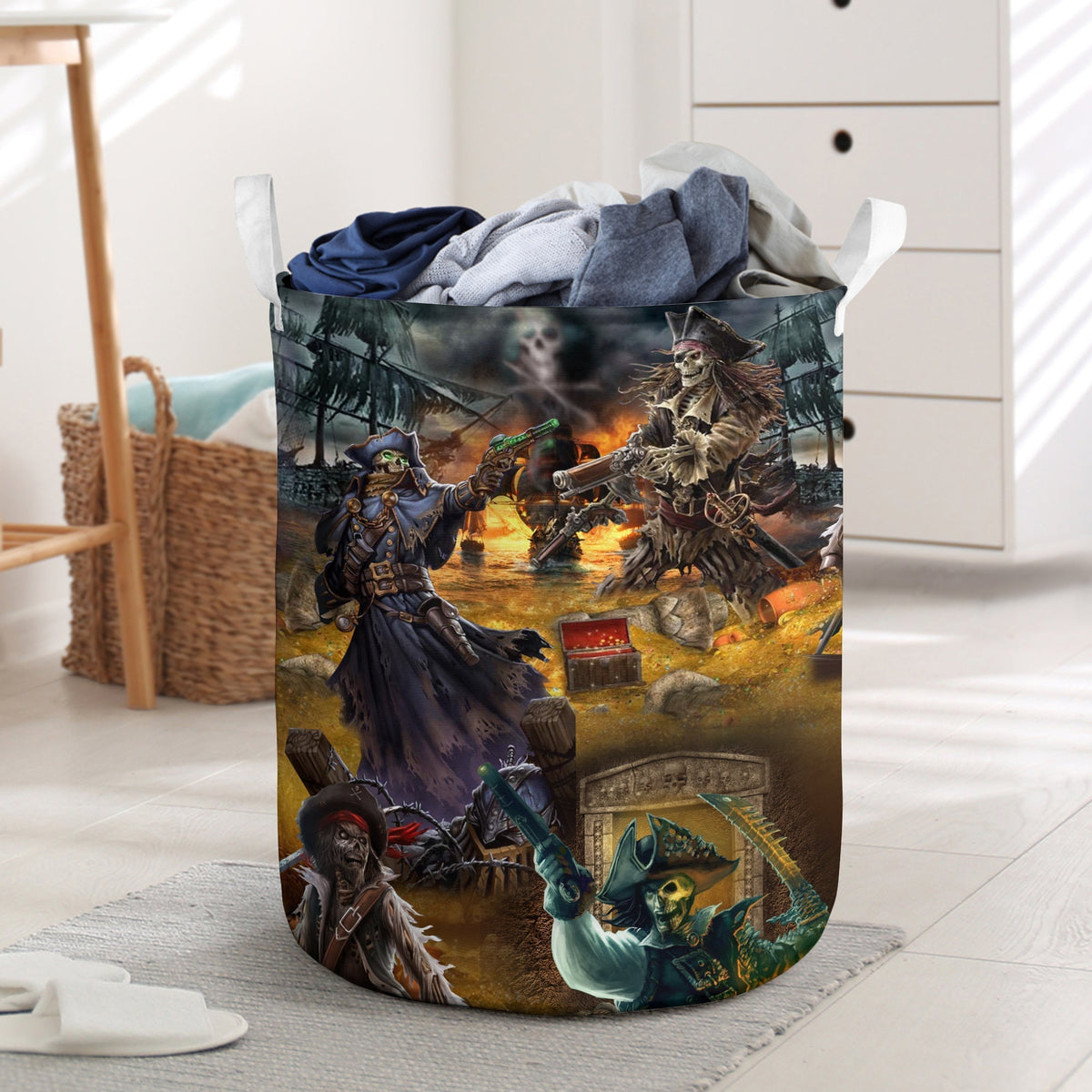 Skull Hunting Treasure Journey Laundry Basket For Room Home Organizer