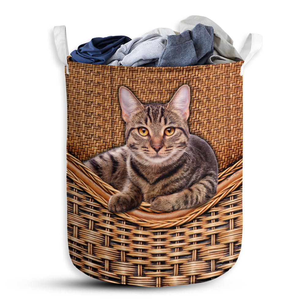 Small Size Cat American Shorthair Cat Rattan Texture Laundry Basket For Bathroom Bedroom Storage