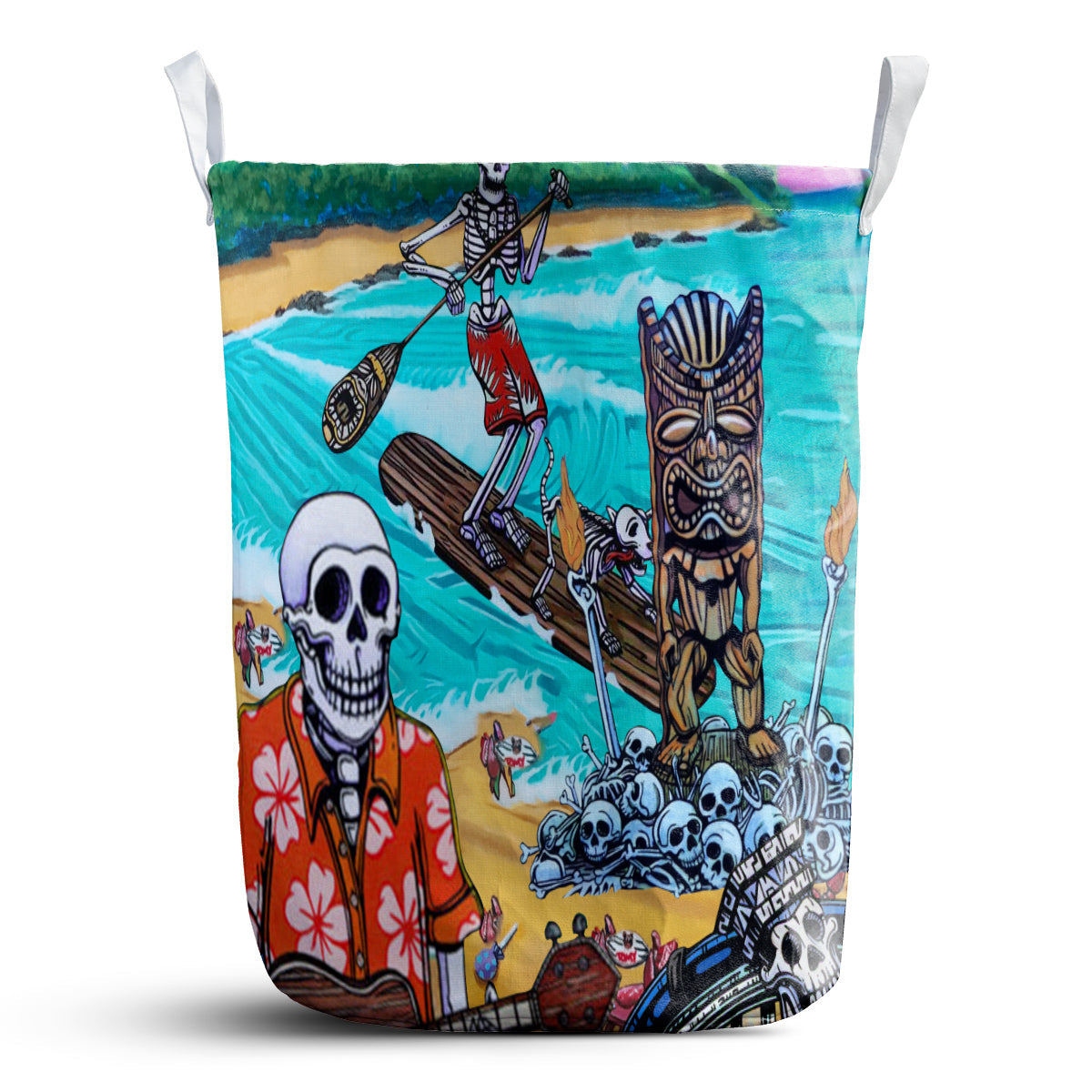 Skull And Tiki Summer Vibe Laundry Basket For Room Home Organizer