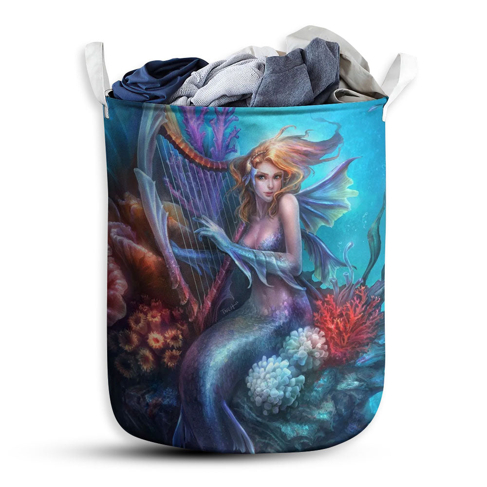 Mermaid Beautiful And Skull Laundry Basket For Bathroom Bedroom Storage