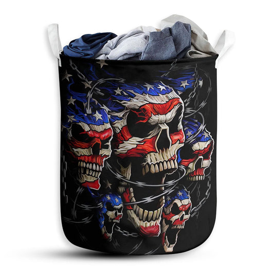 Small Size Skull Love America Forever Laundry Basket For Bathroom Bedroom Storage