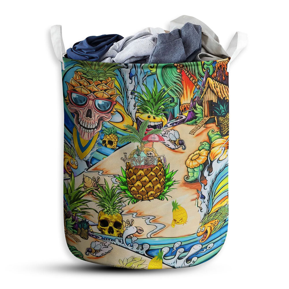 Small Size Skull Pineapple Fruit Amazing Laundry Basket For Bathroom Bedroom Storage