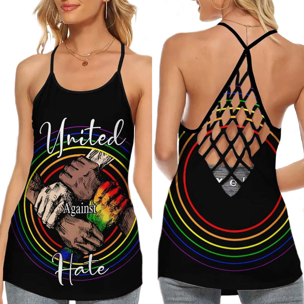 Against Hate Rainbow Pride Hollow Tank Top For Community Events And Positive Support