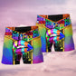 Rainbow Pride Americana Beach Shorts Pattern Detail For Vacation Style And Comfortable Daily Use