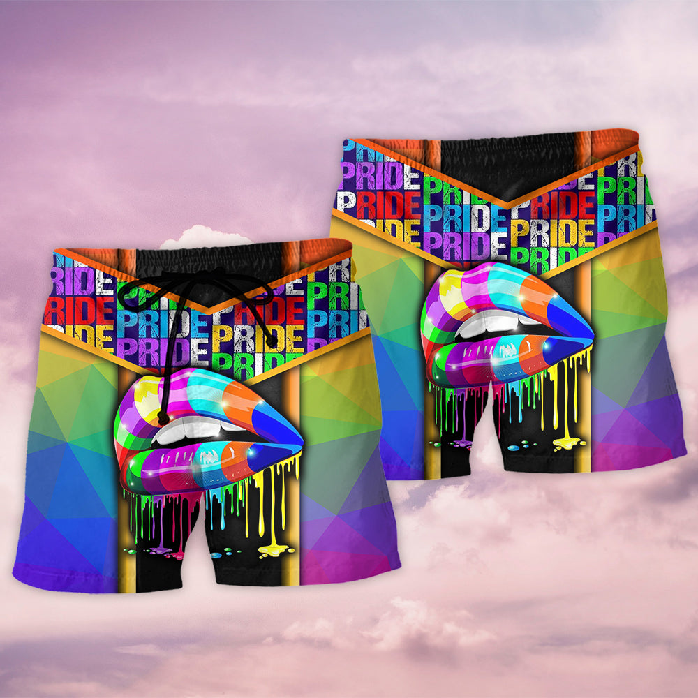 Rainbow Pride Americana Beach Shorts Pattern Detail For Vacation Style And Comfortable Daily Use