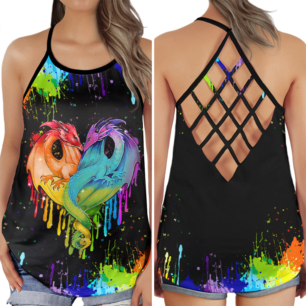 Pride Love Heart Dragon Hollow Tank Top For Community Events And Positive Support