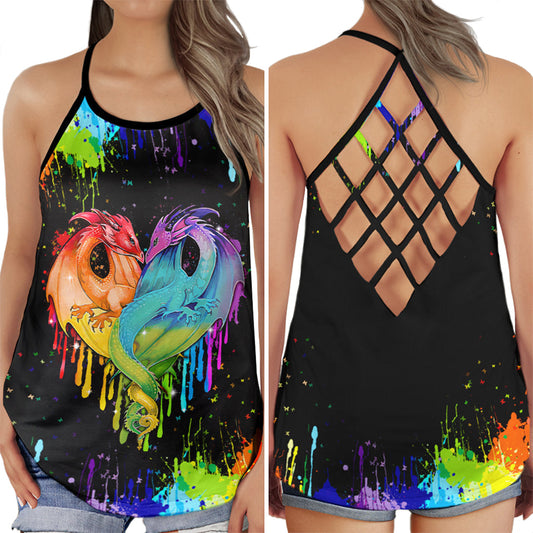 Pride Love Heart Dragon Hollow Tank Top For Community Events And Positive Support