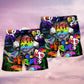 Rainbow Pride Beach Shorts Pattern Detail For Island Trips And Travel Ready Comfort
