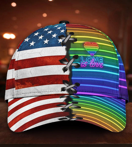 Love Is Love US Flag Pride Classic Cap For Parties Vacations And Relaxed Daily Outfits