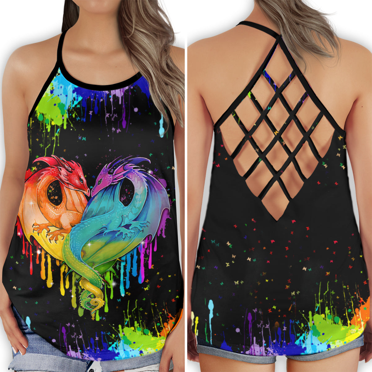 Dragon Heart Pride Love Hollow Tank Top For Community Events And Positive Support