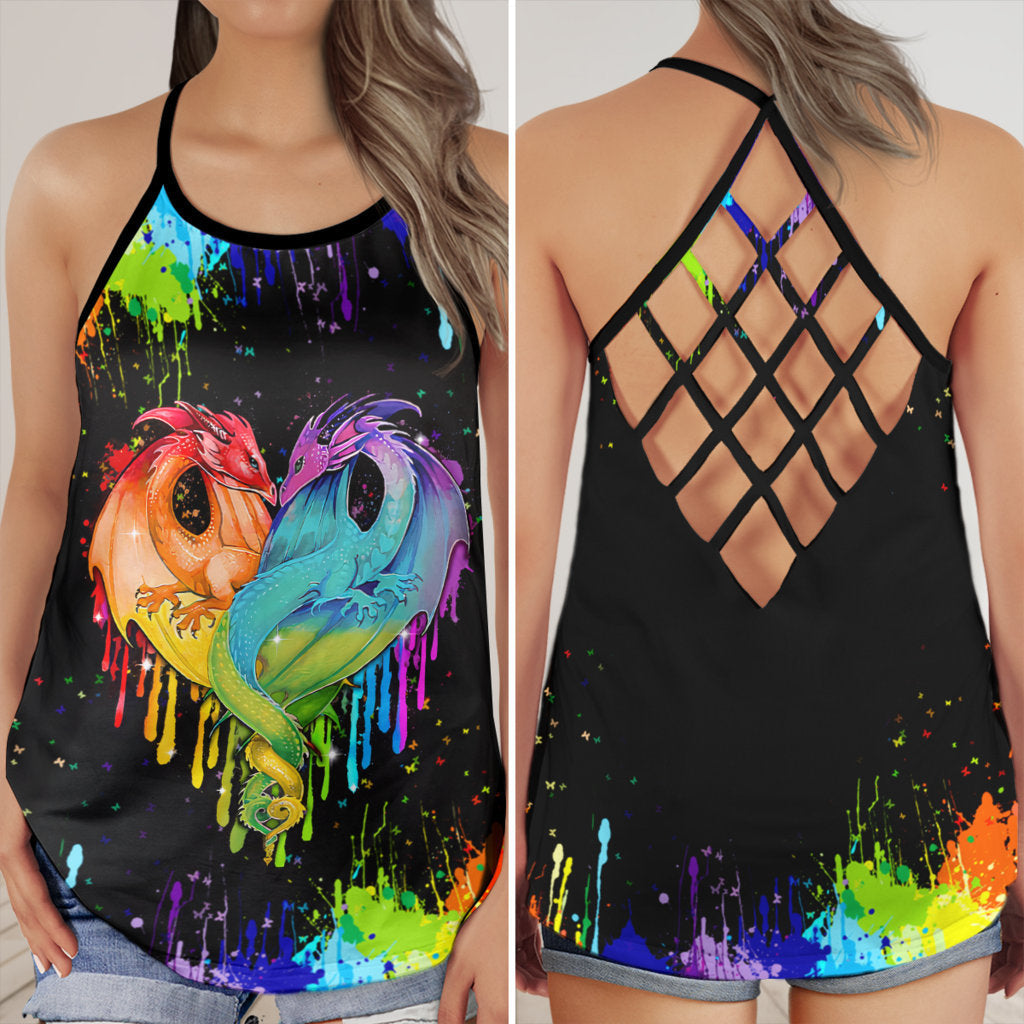 Pride Love Heart Dragon Hollow Tank Top For Community Events And Positive Support