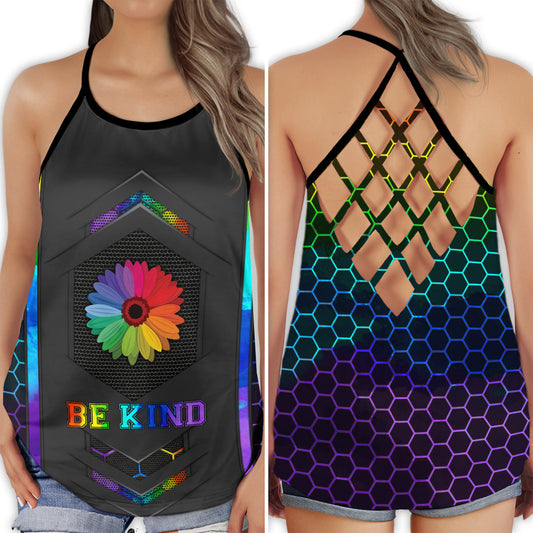 LGBT Love Sunflower Pride Floral Hollow Tank Top For Community Events And Positive Support