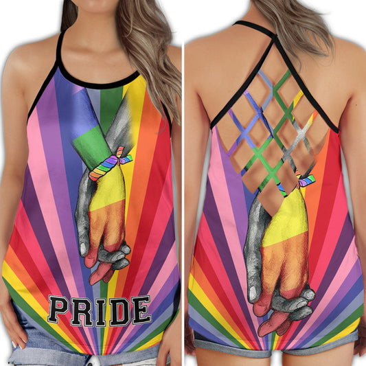 Pride Love Hands Hollow Tank Top For Community Events And Positive Support