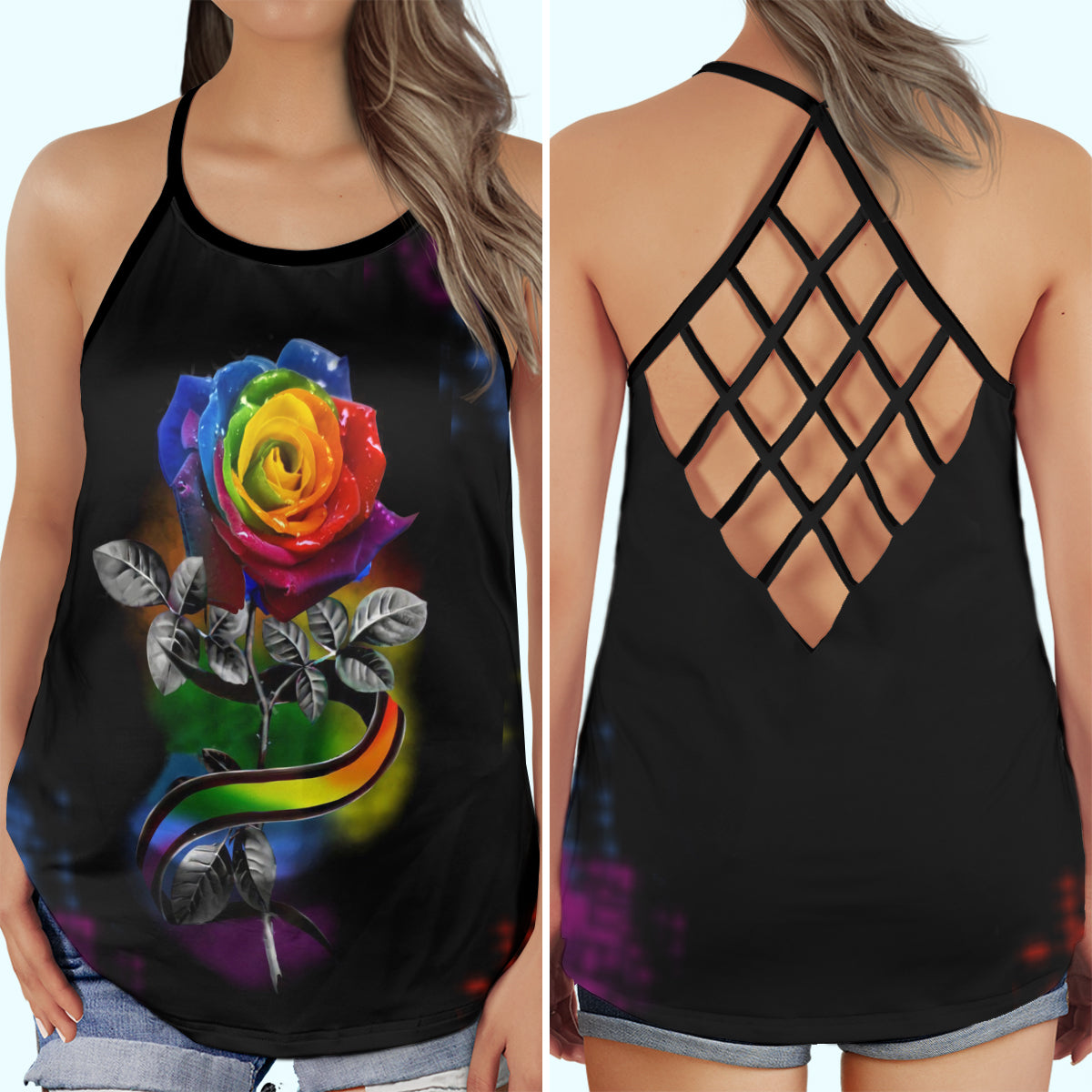 Pride Love Rose Hollow Tank Top For Community Events And Positive Support