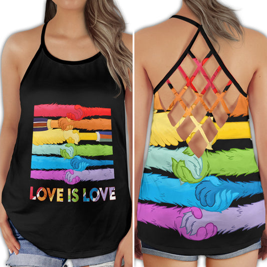 Rainbow Unity Hand Pride Hollow Tank Top For Community Events And Positive Support