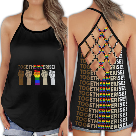 LGBT Love Together We Rise Unity Pride Artwork Hollow Tank Top For Community Events And Positive Support