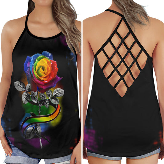 Pride Love Rose Hollow Tank Top For Community Events And Positive Support