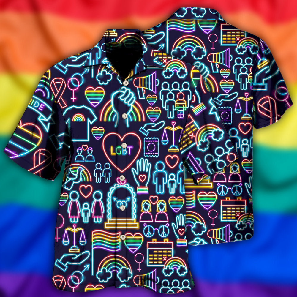 Rainbow Pride Icon Hawaiian Shirt For Coastal Travel, Casual Events, And Comfortable Summer Wear
