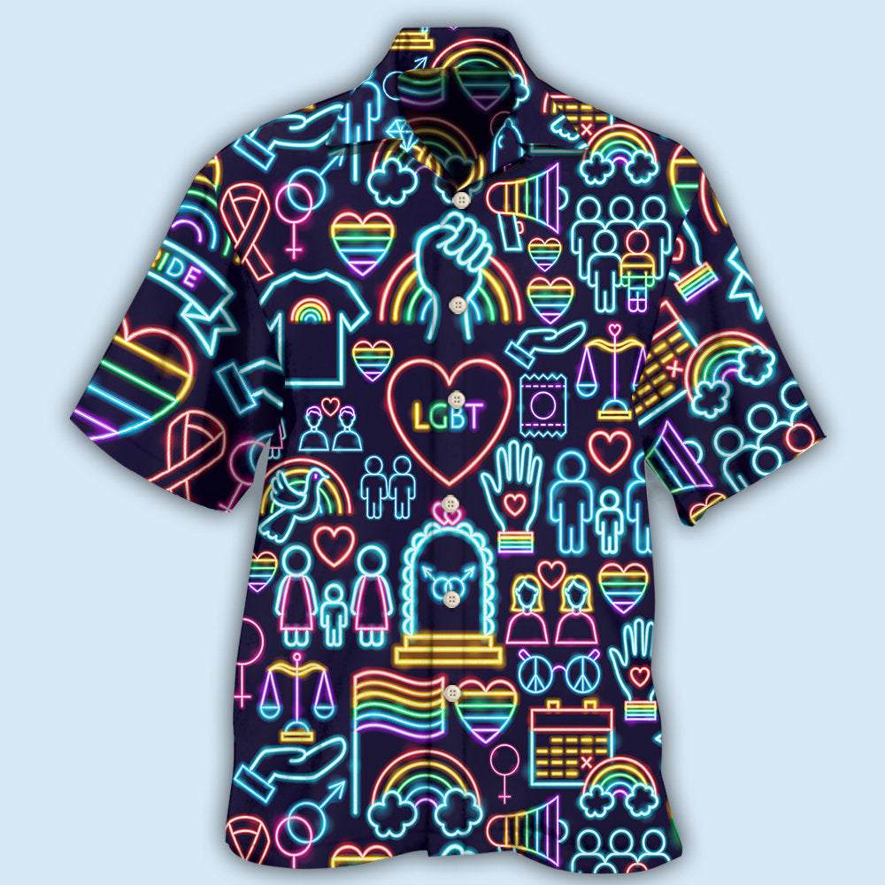 Rainbow Pride Icon Hawaiian Shirt For Coastal Travel, Casual Events, And Comfortable Summer Wear