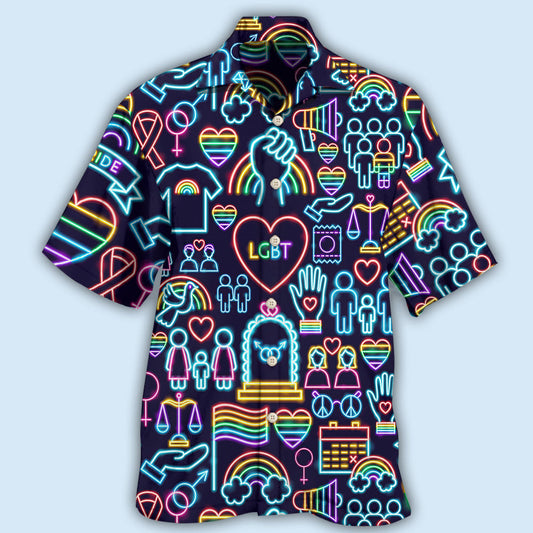 Rainbow Pride Icon Hawaiian Shirt For Coastal Travel, Casual Events, And Comfortable Summer Wear