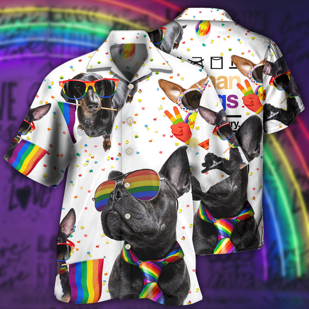 Rainbow Pride French Bulldog Hawaiian Shirt Artwork Detail For Resort Trips And Outdoor Activities