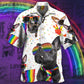Rainbow Pride French Bulldog Hawaiian Shirt Pattern View For Relaxed Warm Weather Outfits
