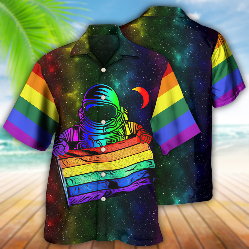 Rainbow Pride And Space Explorer Hawaiian Shirt With All Over Print For Beach Days Resort Trips And Relaxed Everyday Style