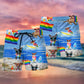 Rainbow Pride Jack Russell Beach Shorts Pattern View For Weekend Trips And Outdoor Activities