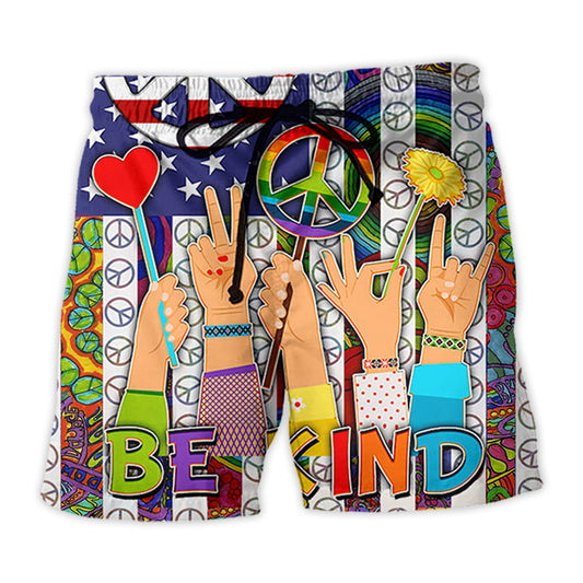 Rainbow Pride Be Kind Beach Shorts Design Detail For Resort And Beach Day Style