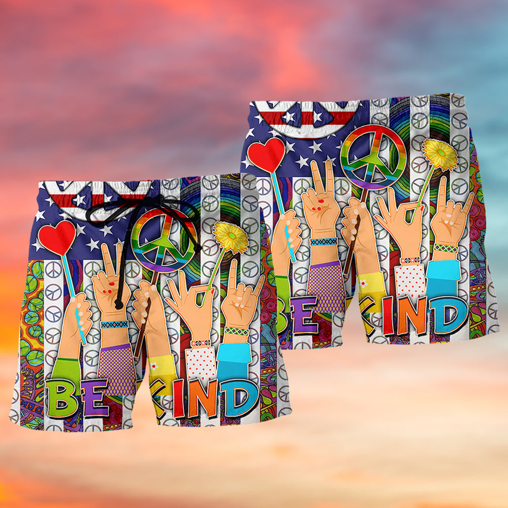 Rainbow Pride Be Kind Beach Shorts For Summer Vacation And Coastal Travel