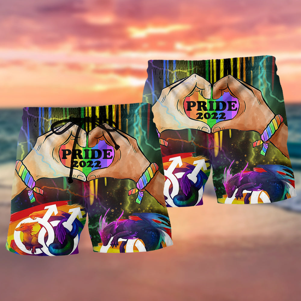 Rainbow Pride Skull Colorful Beach Shorts Design Detail For Spooky Season Travel