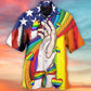 Rainbow Pride Hand Hawaiian Shirt Pattern View For Lightweight Everyday Style