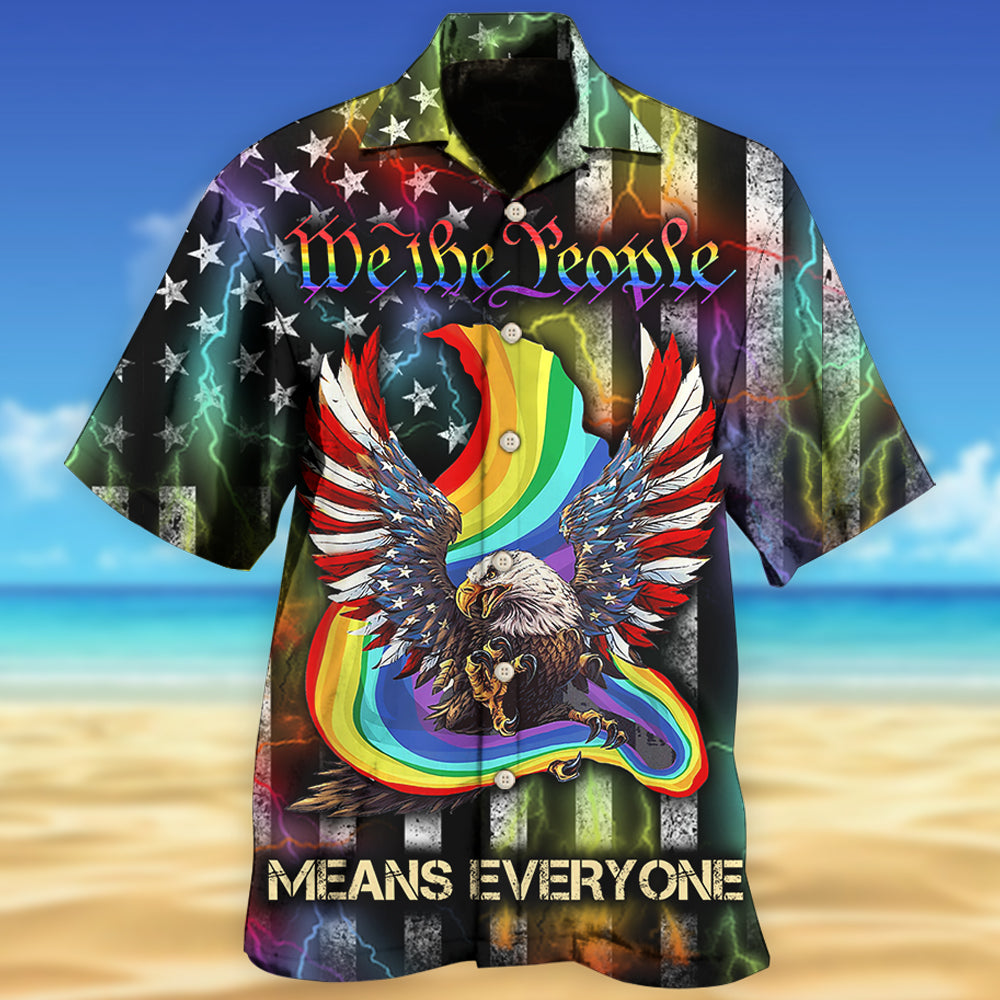 Rainbow Eagle Pride People Hawaiian Shirt Design View For Casual Summer Styling