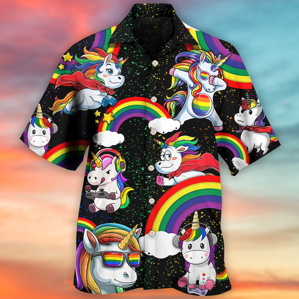 Rainbow Funny Pride Unicorn Hawaiian Shirt For Beach Parties And Weekend Getaways