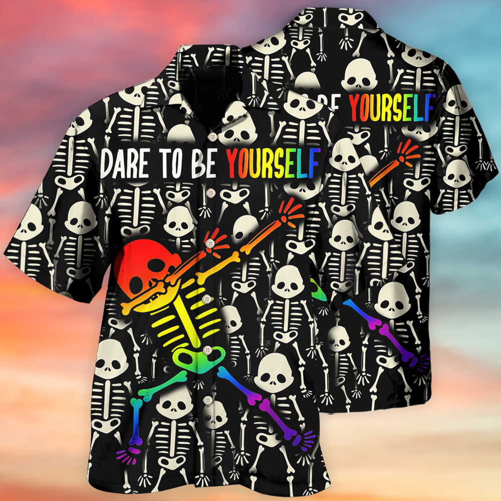 Rainbow Pride Dare Hawaiian Shirt Pattern View For Relaxed Warm Weather Outfits
