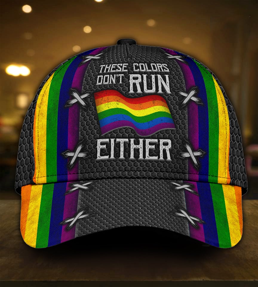 Pride Colors Never Run Classic Cap For Vacations Festivals Parties And Everyday Outfits