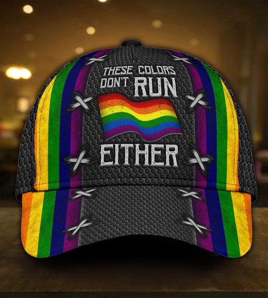 Pride Colors Never Run Classic Cap For Vacations Festivals Parties And Everyday Outfits