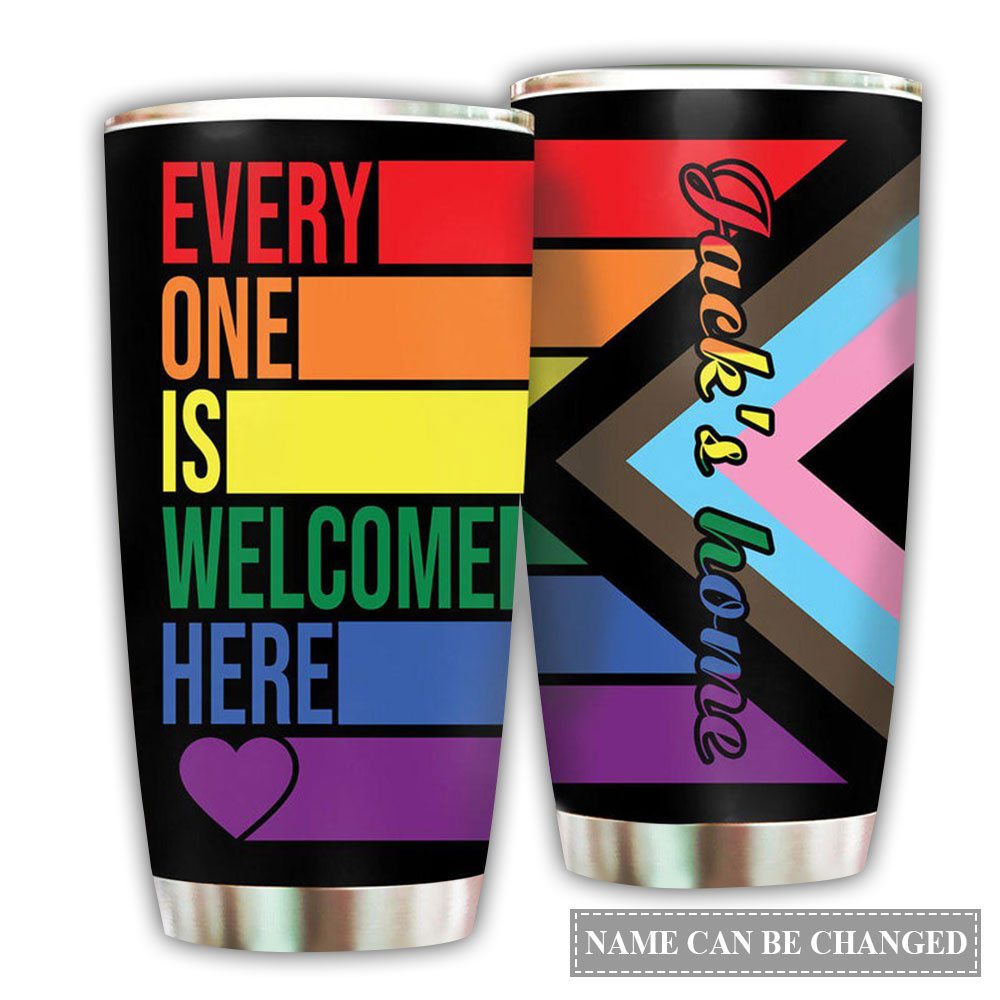 LGBT Welcome Here Everyone Is Welcome Here Personalized 20 Oz Tumbler For Coffee Travel And Daily Drinks