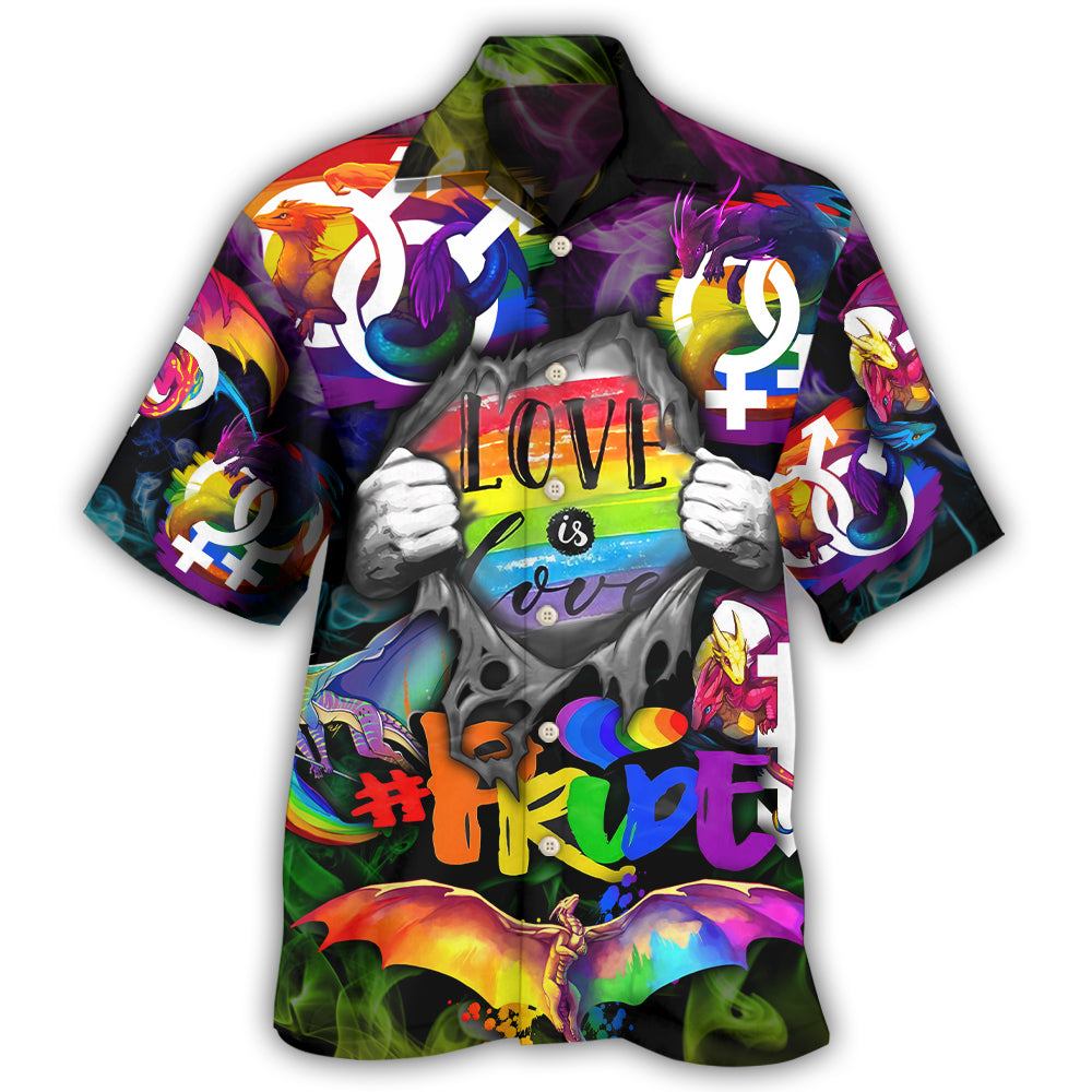 Rainbow Pride Equality Hawaiian Shirt For Coastal Travel, Casual Events, And Comfortable Summer Wear