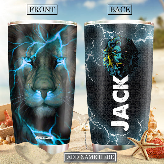 Lion Blue Black Personalized 20 Oz Tumbler For Coffee Travel And Daily Drinks