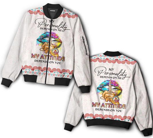 Hippie lips my attitude - Bomber jacket - BOMJ10TNH010921 - Owls Matrix LTD