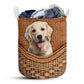 Labrador Dog Rattan Texture Laundry Basket For Bathroom Bedroom Storage