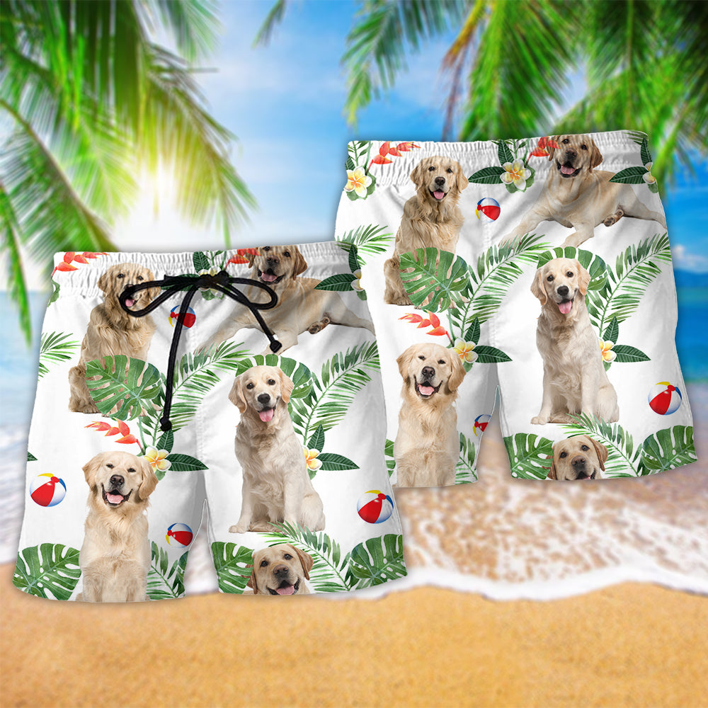 Labrador Retriever Tropical Cute Beach Shorts Graphic Detail For Resort Trips And Casual Outings